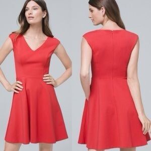 White House Black Market fit and flare coral dress 8